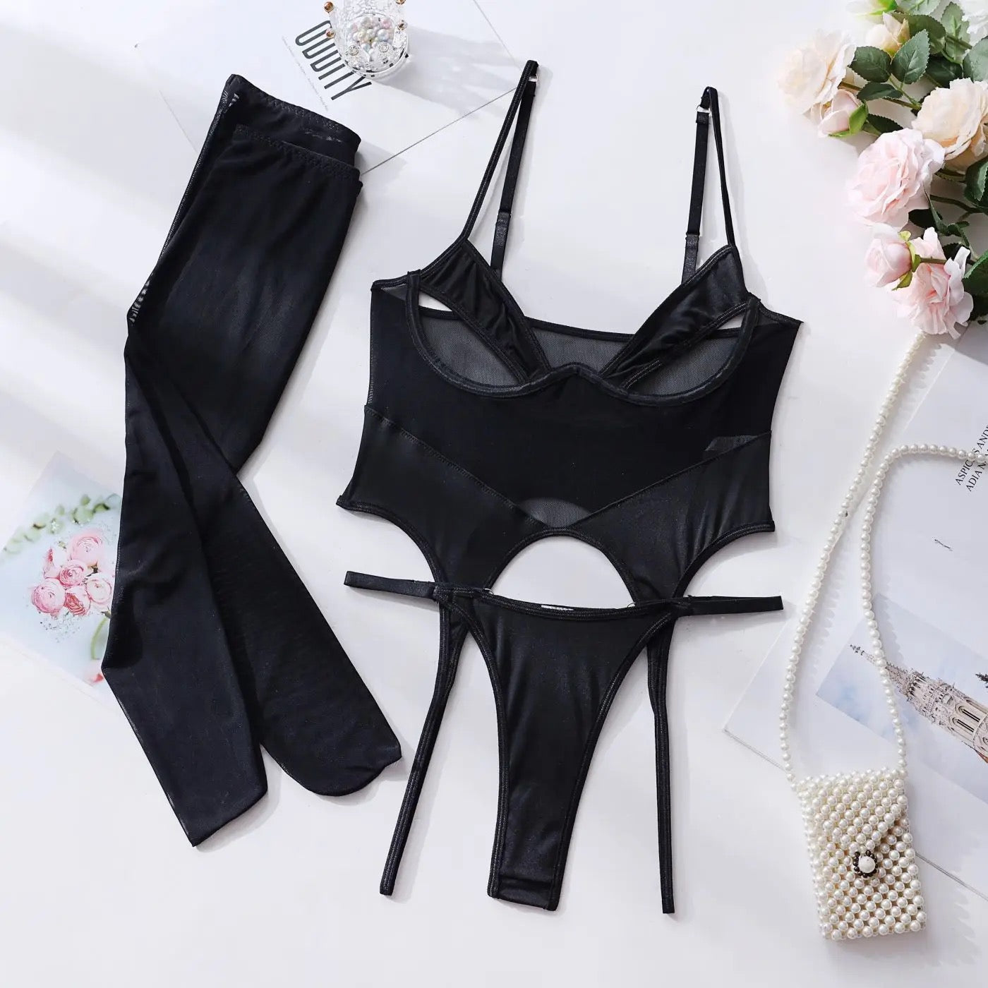 Erotic bodysuit set with stockings Lilianna