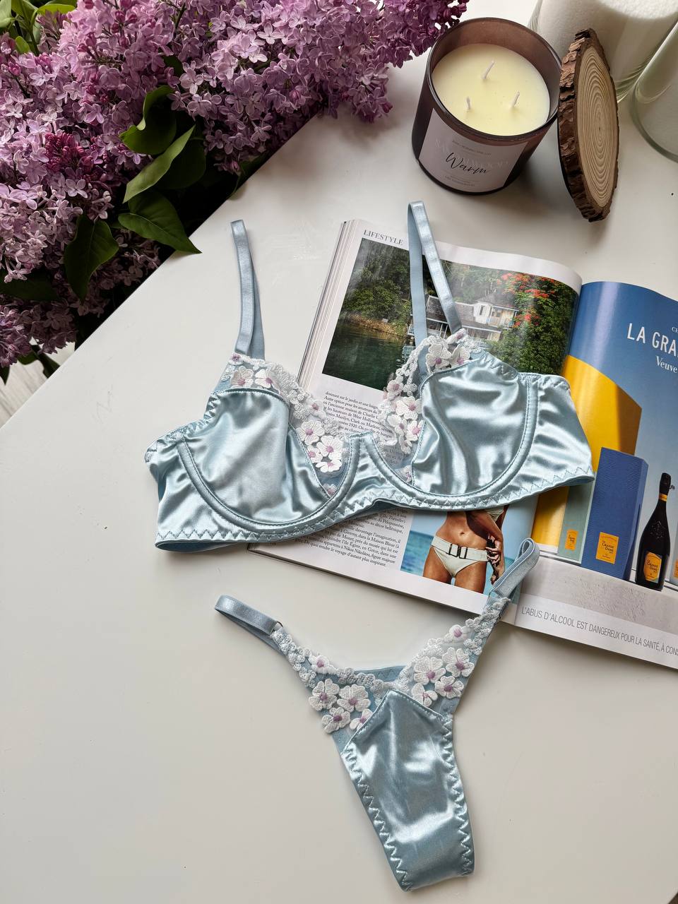 Light Blue Lace Lingerie Set – Bra & Panties