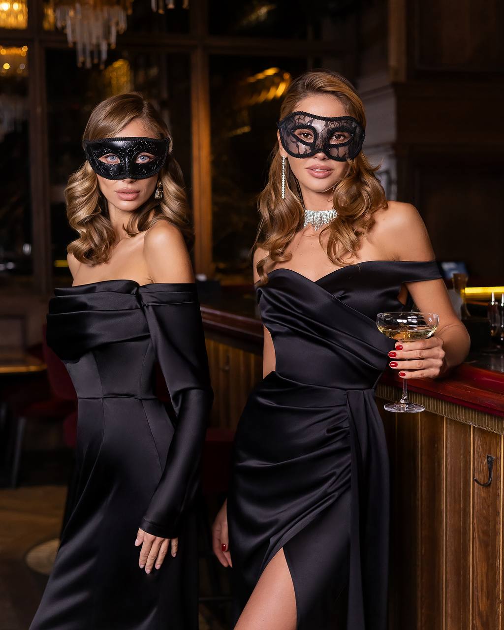 Off-Shoulder Satin Evening Gown with Draped Silhouette