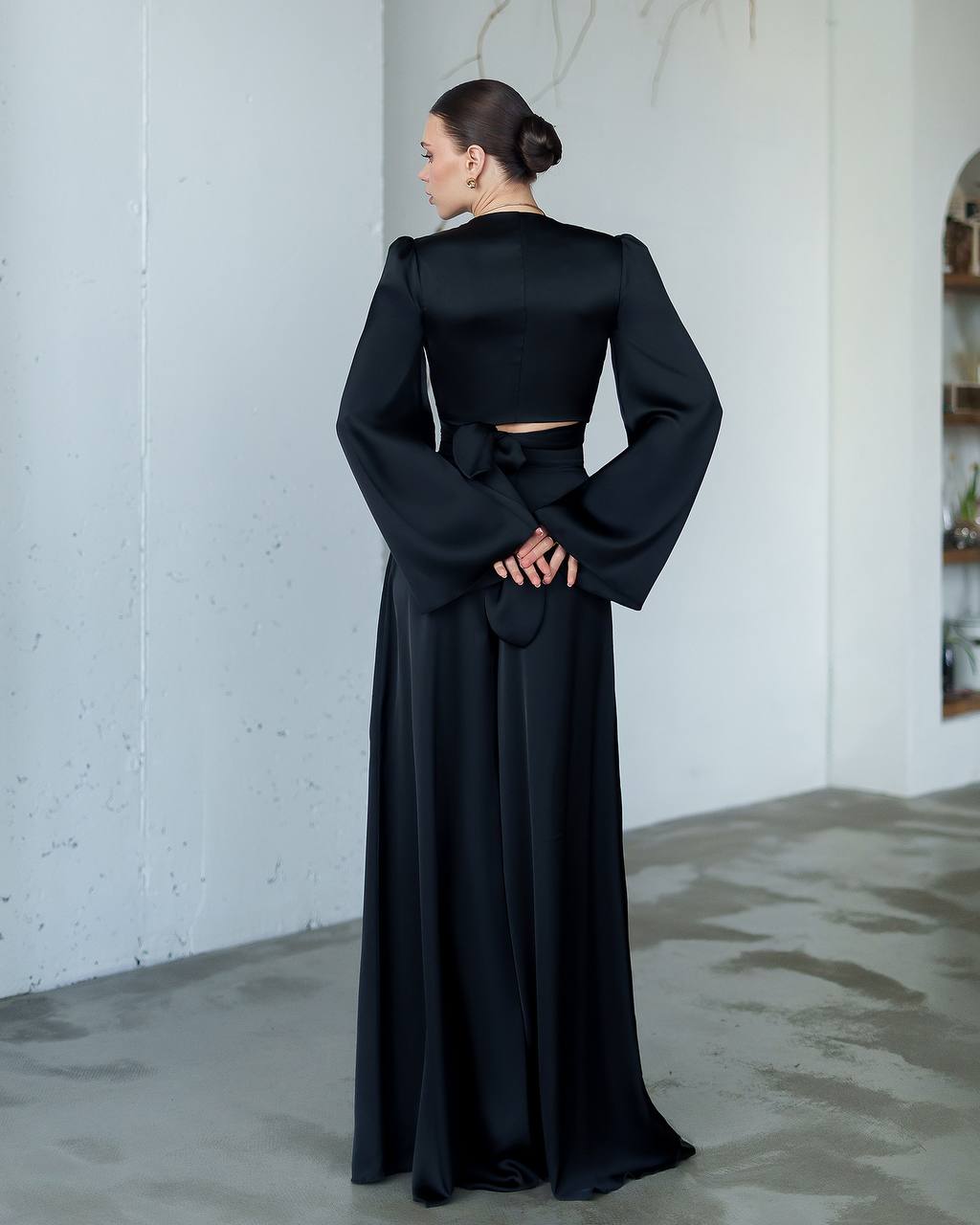 Elegant Wrap Top & Wide-Leg Pants Set