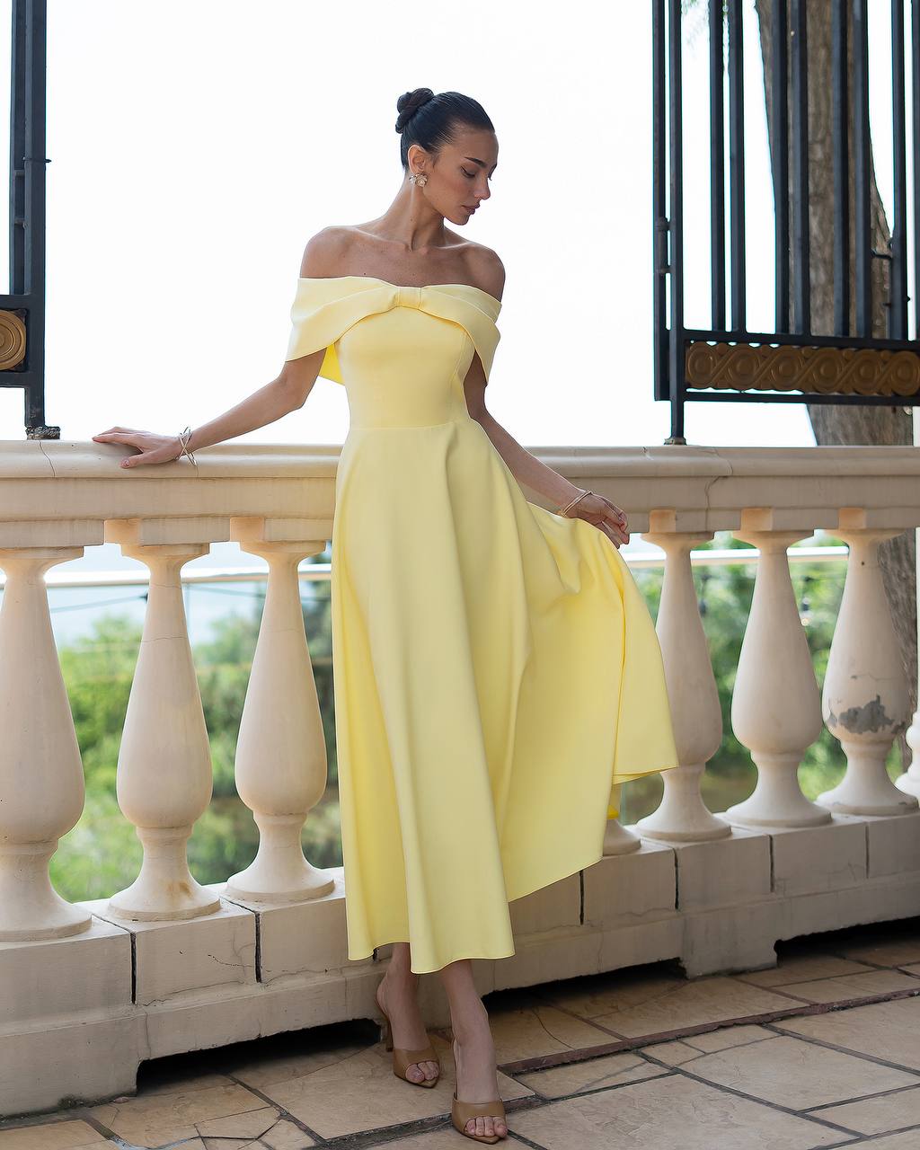 Off-Shoulder Midi Dress