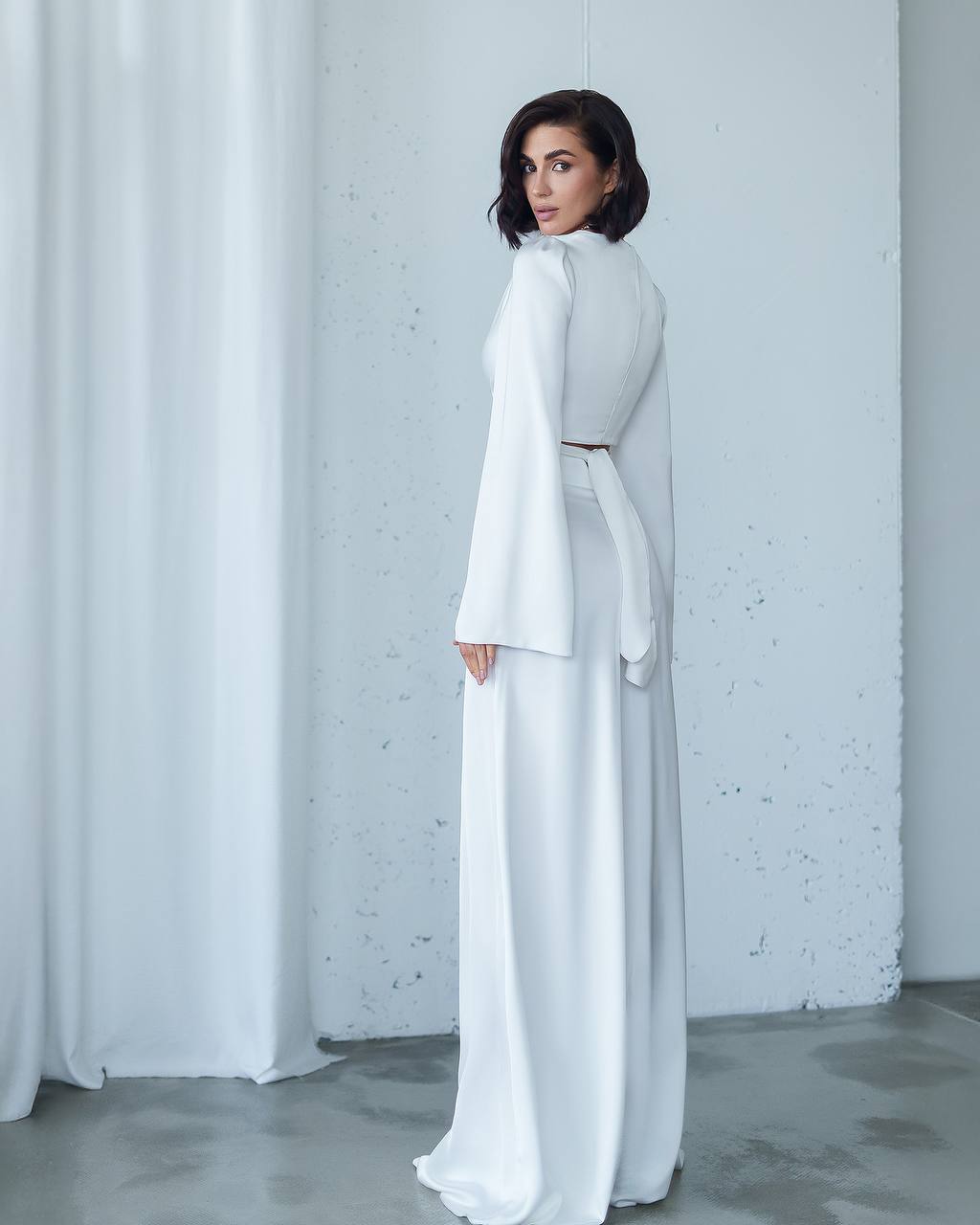 Elegant Wrap Top & Wide-Leg Pants Set