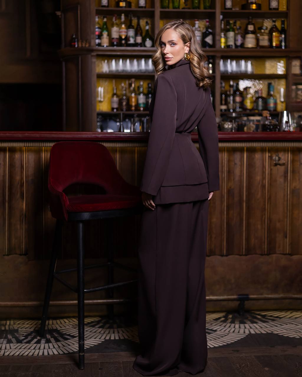 White Three-Piece Tailored Suit with Peplum