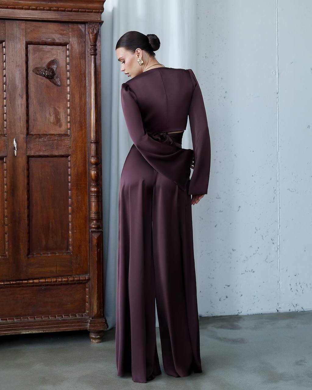 Elegant Wrap Top & Wide-Leg Pants Set