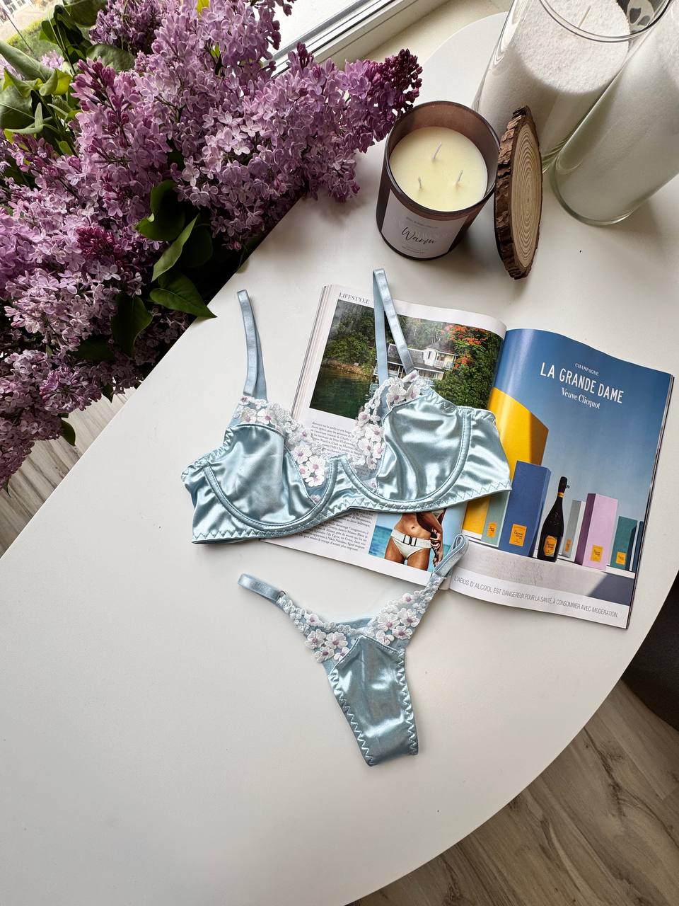 Light Blue Lace Lingerie Set – Bra & Panties