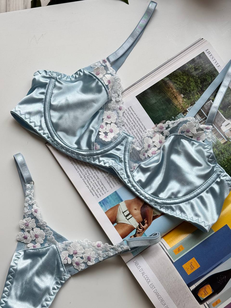 Light Blue Lace Lingerie Set – Bra & Panties