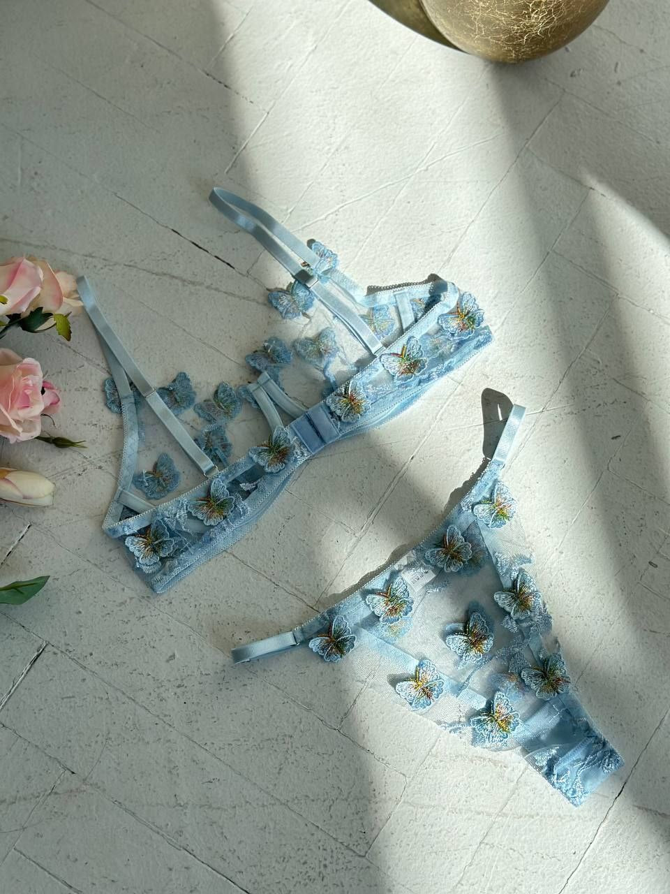 Blue Butterfly Lingerie Set