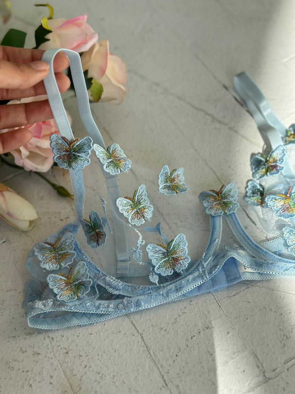 Blue Butterfly Lingerie Set
