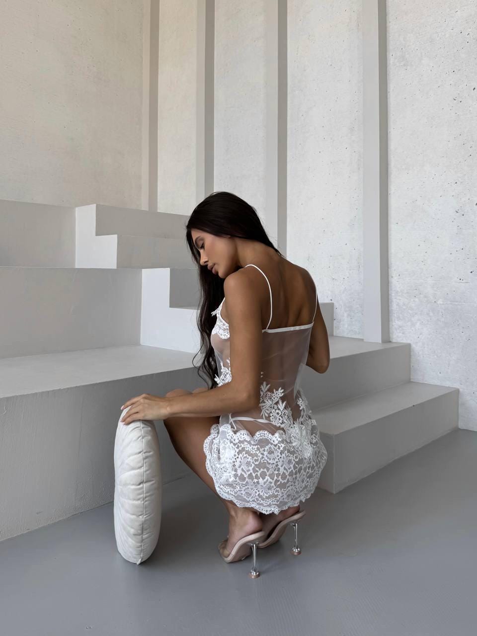 White Lace Lingerie Set for Women