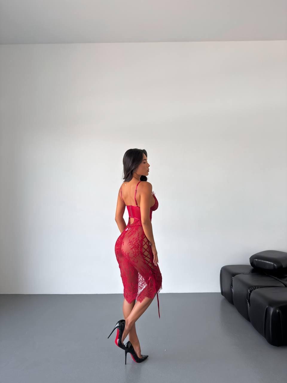 Red Lace Corset Dress