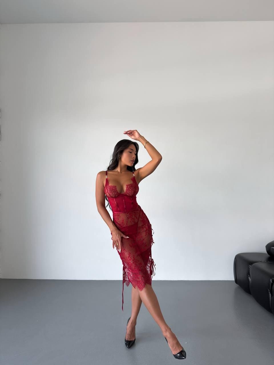 Red Lace Corset Dress