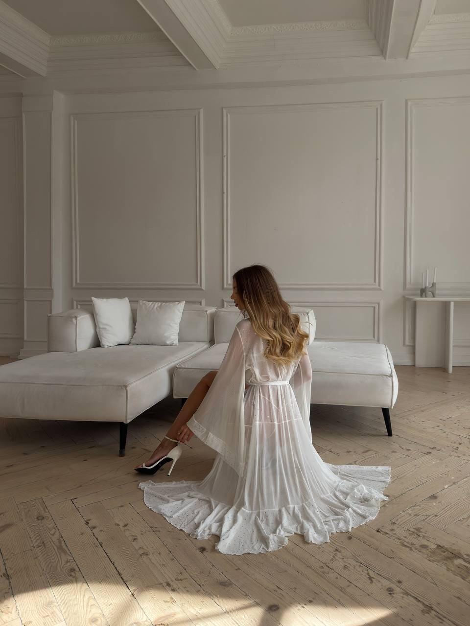 Sheer Chiffon Robe with Sparkle Details