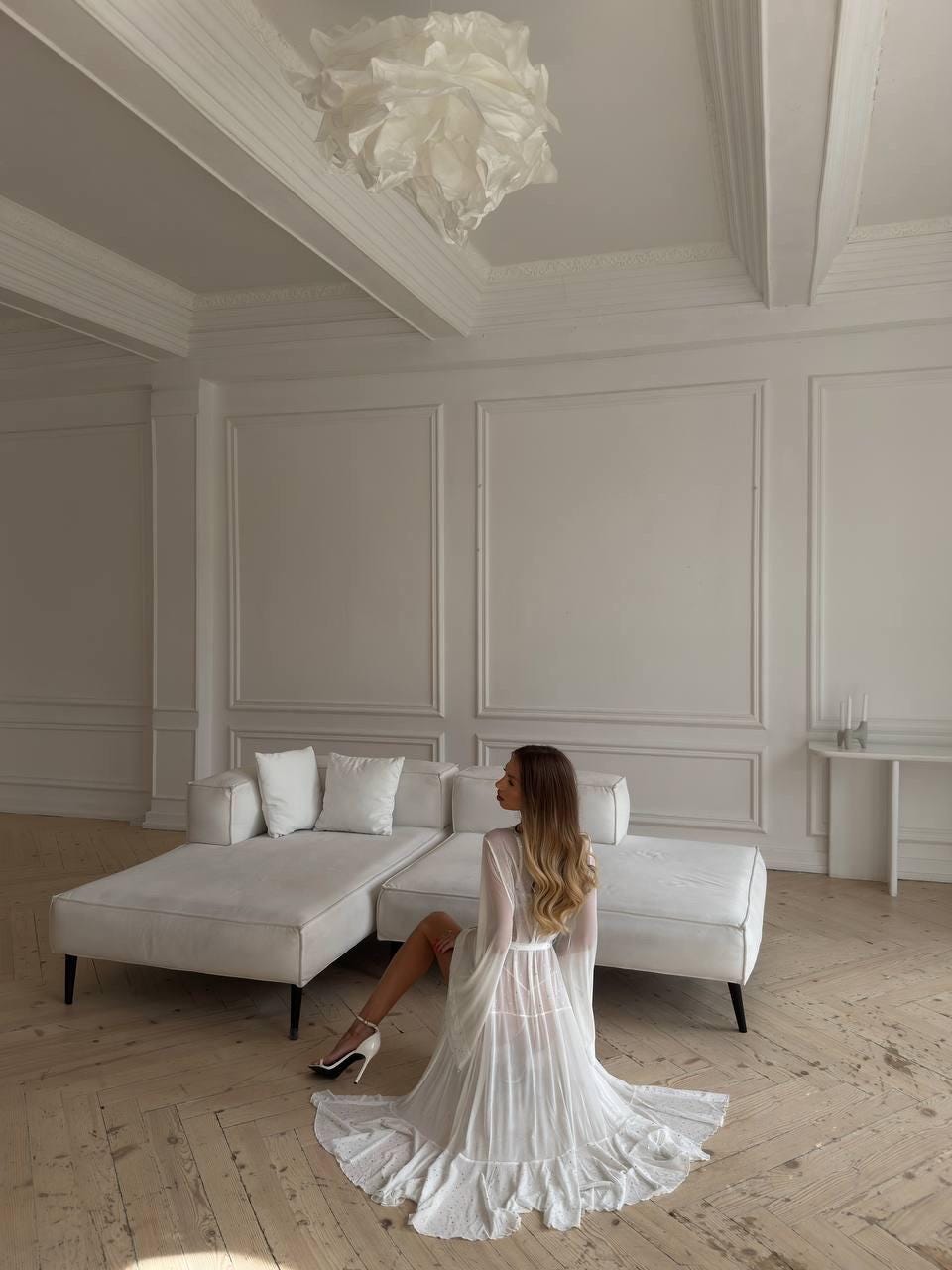 Sheer Chiffon Robe with Sparkle Details