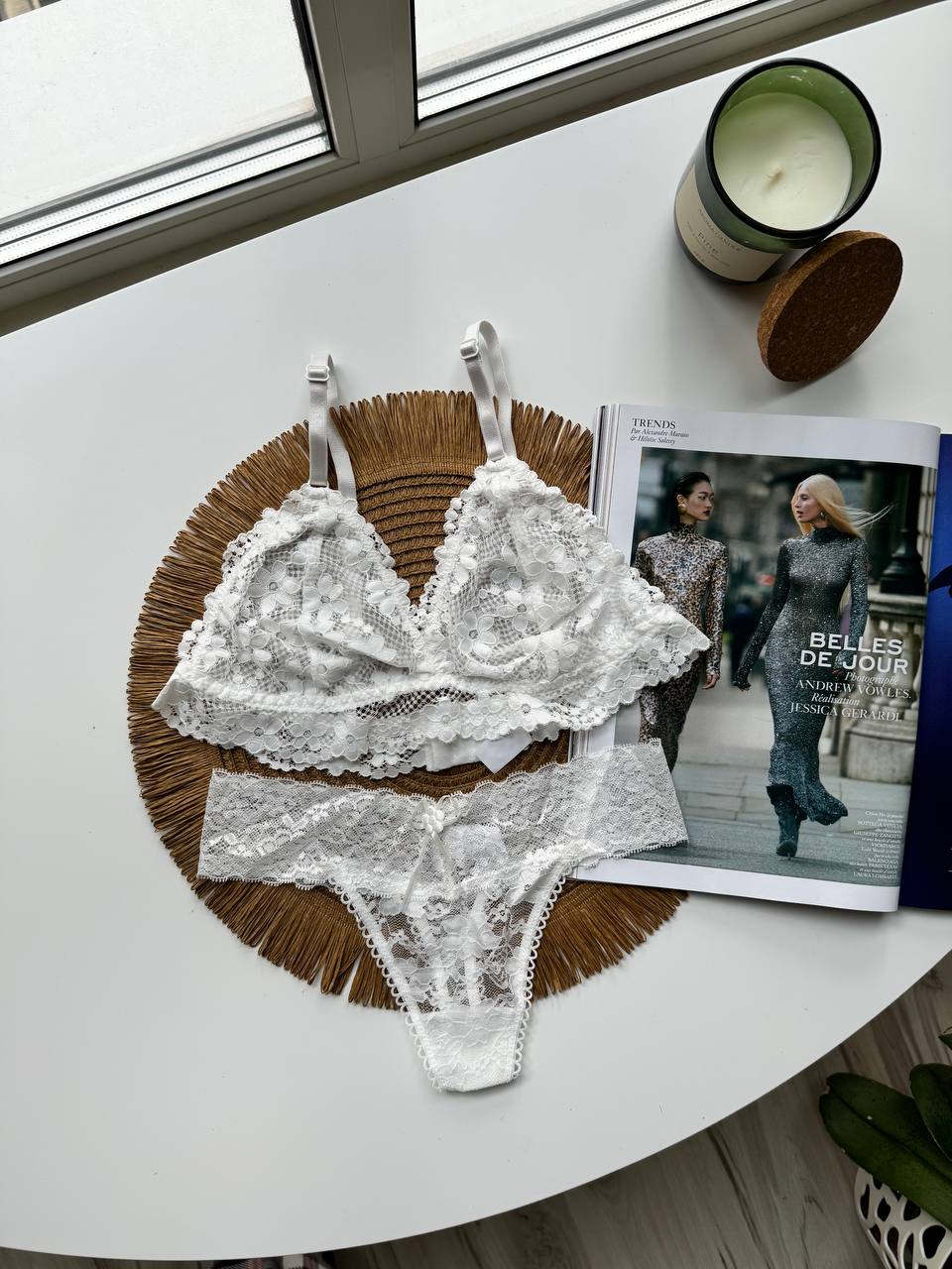 White Lace Lingerie Set – Bralette & Panties