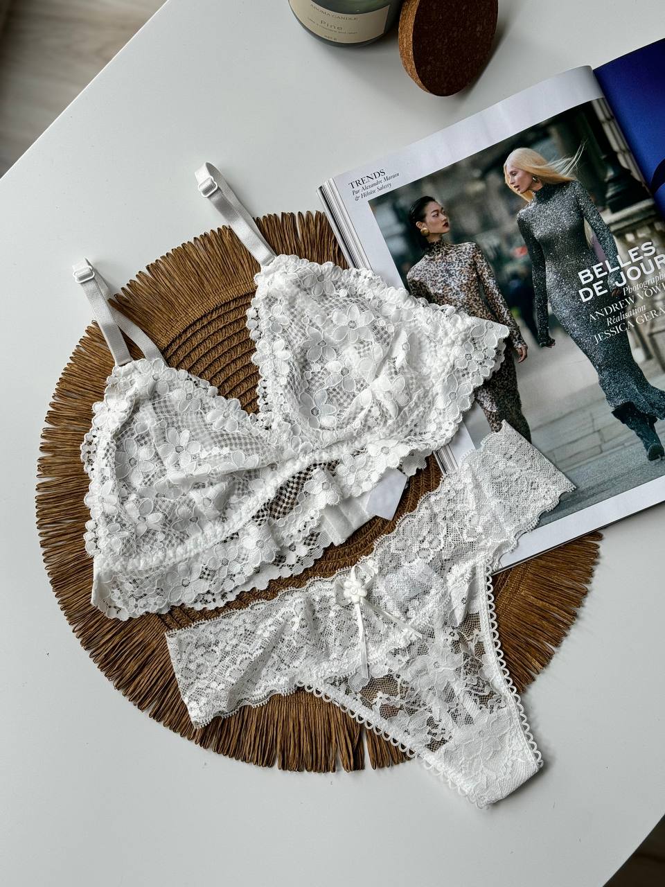 White Lace Lingerie Set – Bralette & Panties