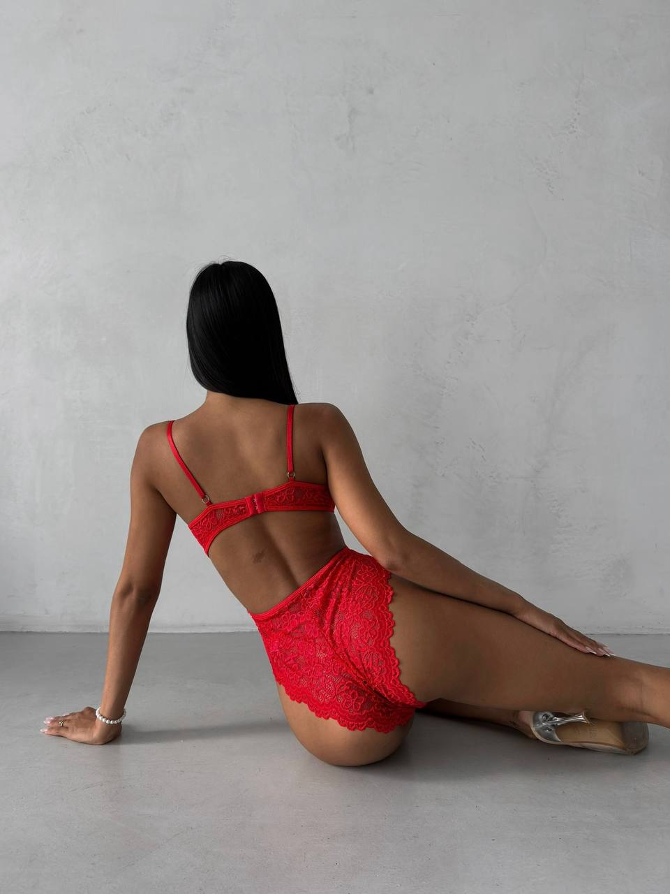 Red Lace Bodysuit Set with Sheer Skirt – Bodysuit & Tulle Overlay